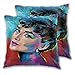 anzonto Lot de 2 housses de coussin de plage Audrey Hepburn Portrait Peinture à l'huile Art Photo Décoration d'intérieur Voiture Salon 40 x 40 cm