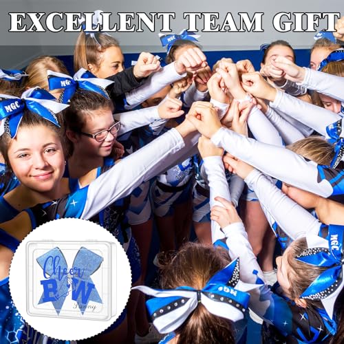 Image of Honeydak 6 Pcs Extra Large Cheer Bow Plastic Box Cheer Team Gifts Bulk Bobby Pin Case Plastic Containers for Team Cheerleader Dance Ballet Hair Accessories Storage Organizer Cheerleading Travel