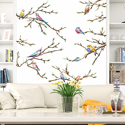 Vinilos decorativos 3D removibles aves en rama árbol miniatura 5