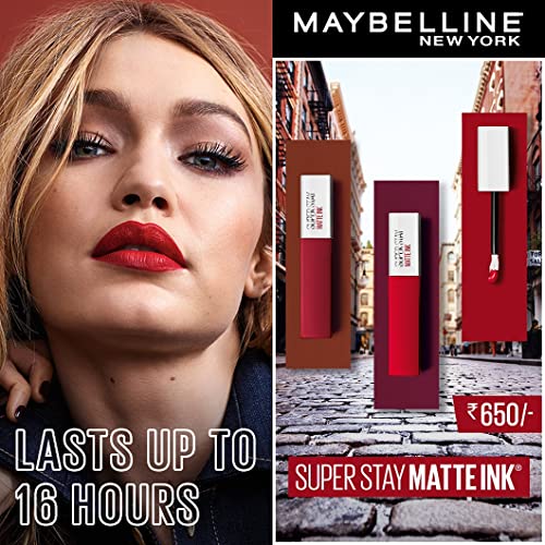 Image of Maybelline New York Liquid Matte Lipstick, Long Lasting, 16hr Wear, Superstay Matte Ink, 25 Heroine, 5ml