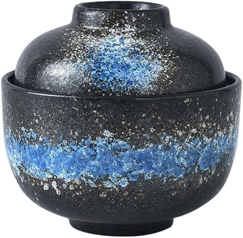 AOBOPO 粗陶器セラミックボウル|ふた付き|電子レンジ対応|滑り止め|多用途 蒸し碗 茶碗蒸し碗 蓋付き 蒸し器 陶器 和食器 日本風 スープカップ デザートカップ 茶碗蒸し フタ付き スープ茶碗