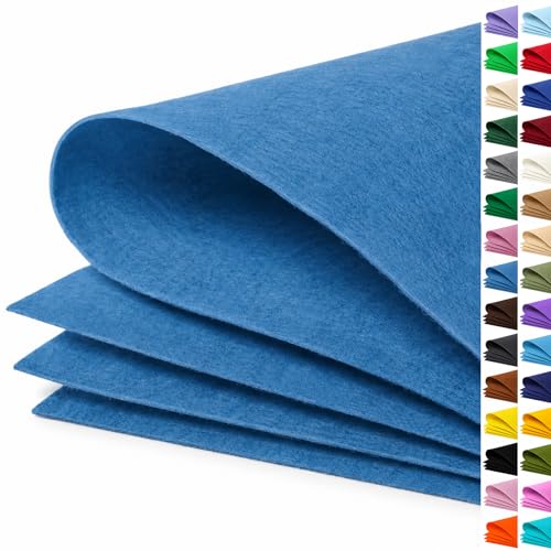 Image of Denim Blue Large Felt Fabric 36 inch x 36 inch (1 Square Yard), 1mm Stiff Felt Sheet, Nonwoven Fabric for Crafts, DIY Projects, Art, Sewing, Lining & Decorations
