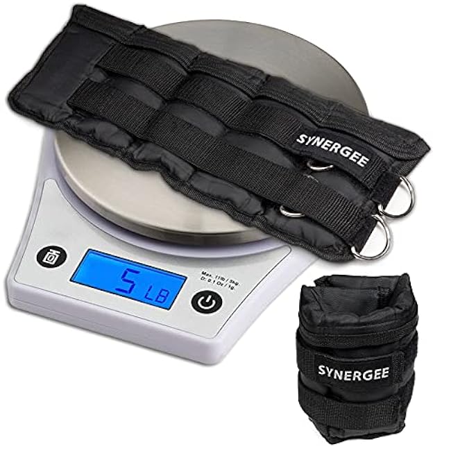 Synergee Comfort Fit Adjustable Ankle/Wrist Weights (Set of 2). Available in 5lb, 10lb & 20lbs. One Size Fits All.