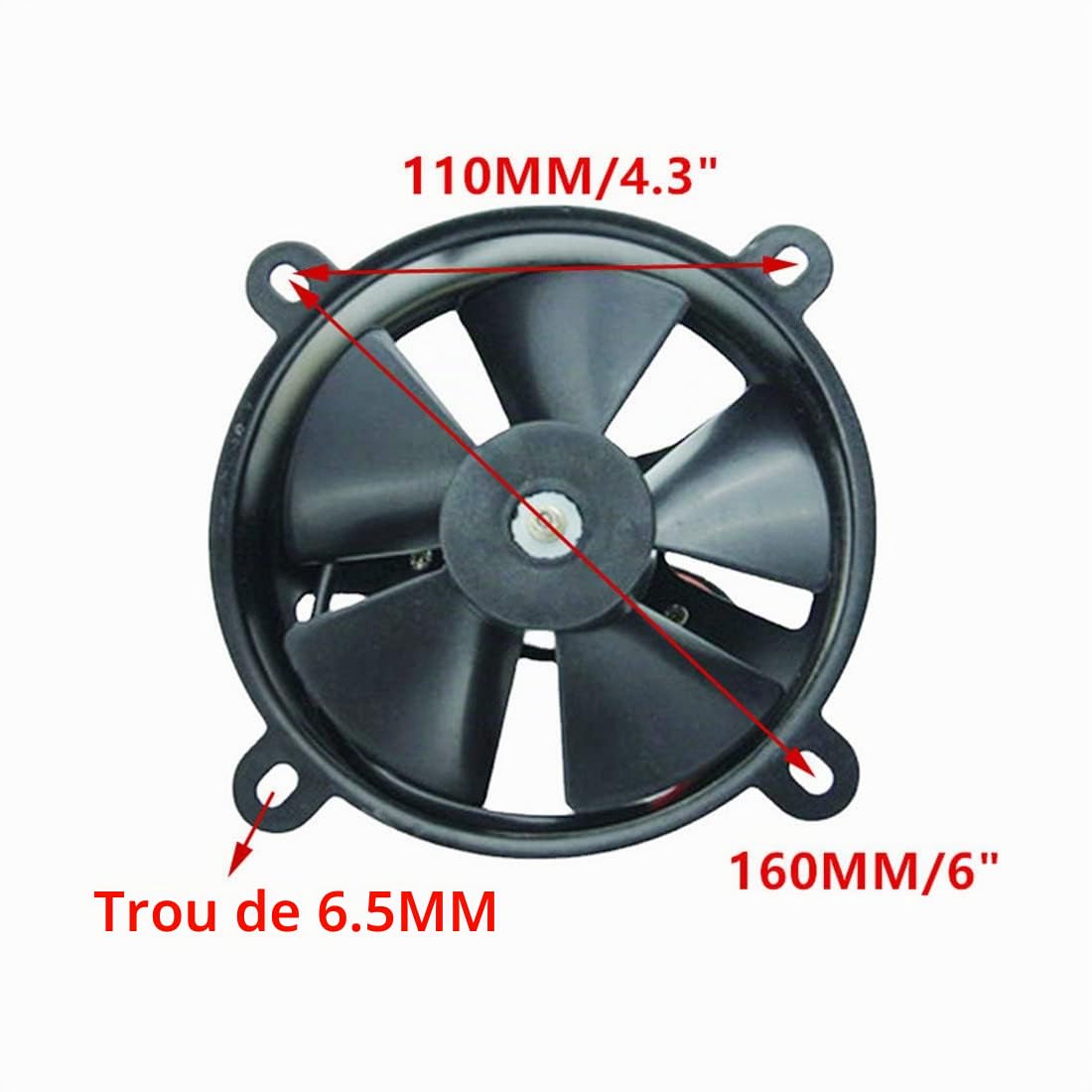 Ventilateur de radiateur de refroidissement électrique mince universel de moto de 6 "12V assemblent des pièces de réservoir d'eau pour le quad de vélo de saleté de 150cc 200cc ATV