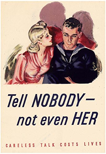 (13x19) Tell Nobody Not Even Her Careless Talk Costs Lives WWII War Propaganda Art Print Poster