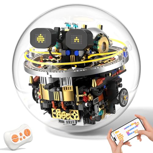 AZDYJL STEM Robot Building Kit, 804PCS APP & Remote Control Spherical Robotic Toys for Kids Age 8-14+ with Expressions & Lights, Rolling Technic Coding Robotics Kit Educational Gift for Boys Girls