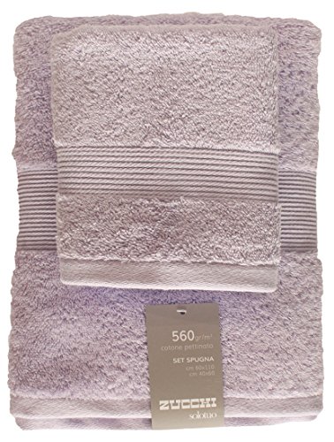 Zucchi Solotuo - Set de toallas de rizo de 2 unidades, 1 toalla de invitados de 40 x 60 cm + toalla de 60 x 110 cm, 100% rizo de algodón puro de 560 g/m² MIRTO - 1835