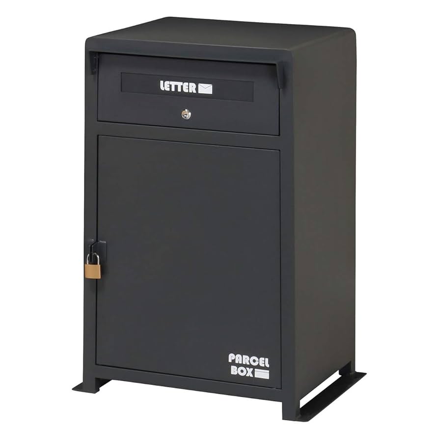 R2268宅配ボックス 戸建 後付け 大型 大容量 ポスト 郵便受け　ブラック SKK 宅配ボックス 戸建 大型 防水 屋外 2段 後付け ポスト一体型