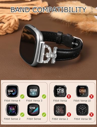 TOYOUTHS Genuine Leather Straps Compatible with Fitbit Versa 3/Versa 4/Sense 2/Sense - Image 2