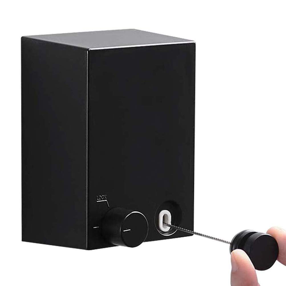 Homya telescopic clothesline aluminum alloy bracket + stainless steel rope adjustable 4.2 meters, used for heavy-duty wall hanging clothesline indoor and outdoor in hotels (Black, Single rope)