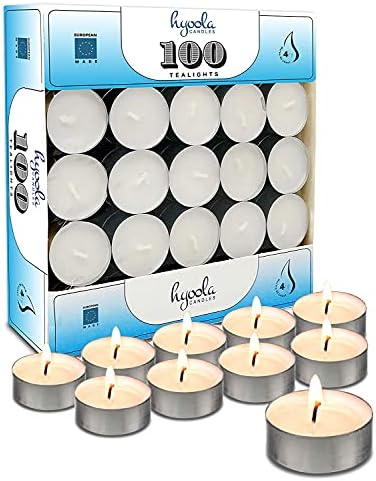 Hyoola Tea Lights Candles - 100 Bulk Candles Pack - Tea Candles Unscented- European Made Tealight Candles