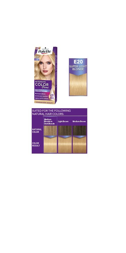 Palette Intensive Color Creme E20 Super Light Blonde Permanent Hair Color