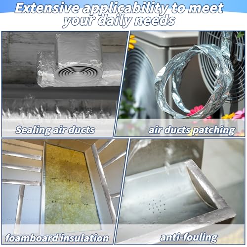 Image of Oleitodh 3 Pack Aluminum Foil Tape Bulk - 4 Inch x 55 Yards - 2.7mil Heavy Duty Metal Duct Tape, Aluminum HVAC Tape for Sealing & Patching, Air Ducts, Insulation Metal Repair, Professional Grade
