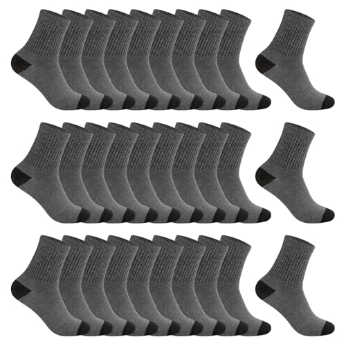 Image of 30 Pairs Men's Breathable Crew Socks - Soft Casual Comfort, Everyday Length Size 8-12 /12-16, Bulk Pack