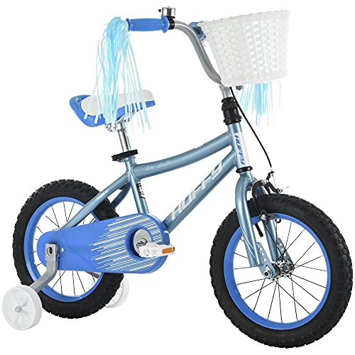 Huffy Zazzle 12â Girlâs Bike with Basket and Streamers, Bell, Training Wheels, Blue