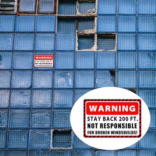 Image of Warning Stay Back 200Ft Stickers Not Responsible for Broken Windshields Truck Sticker Sign 5 Pcs Car Safety Vinyl Decal For Construction Truck End Dump Truck 12 x 8 Inch