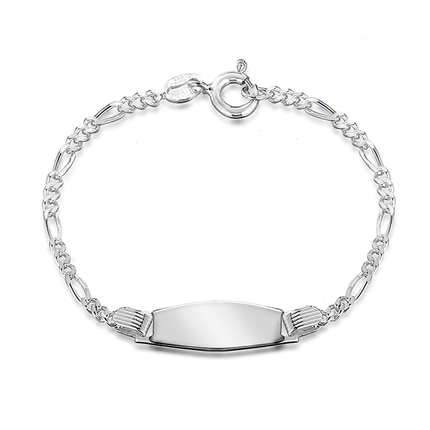 Tuscany Silver Srebro Sterling Baby Figaro 3 + 1 bransoletka identyfikacyjna 12,7 cm / 5 cali
