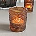 WDHODEC Glass Votive Candle Holders Amber Set of 12, Tea Lights Candle Holder for Wedding Table, Votives for Birthday Christmas Party Decor