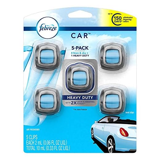 Febreze Car Air Freshener, Set of 5 Clips, Linen & Skyup to 150 Days (Packaging May Vary)