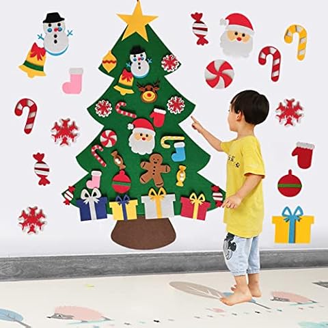 Árbol de Navidad de fieltro para colgar en la pared de Año Nuevo con adornos desmontables Cover