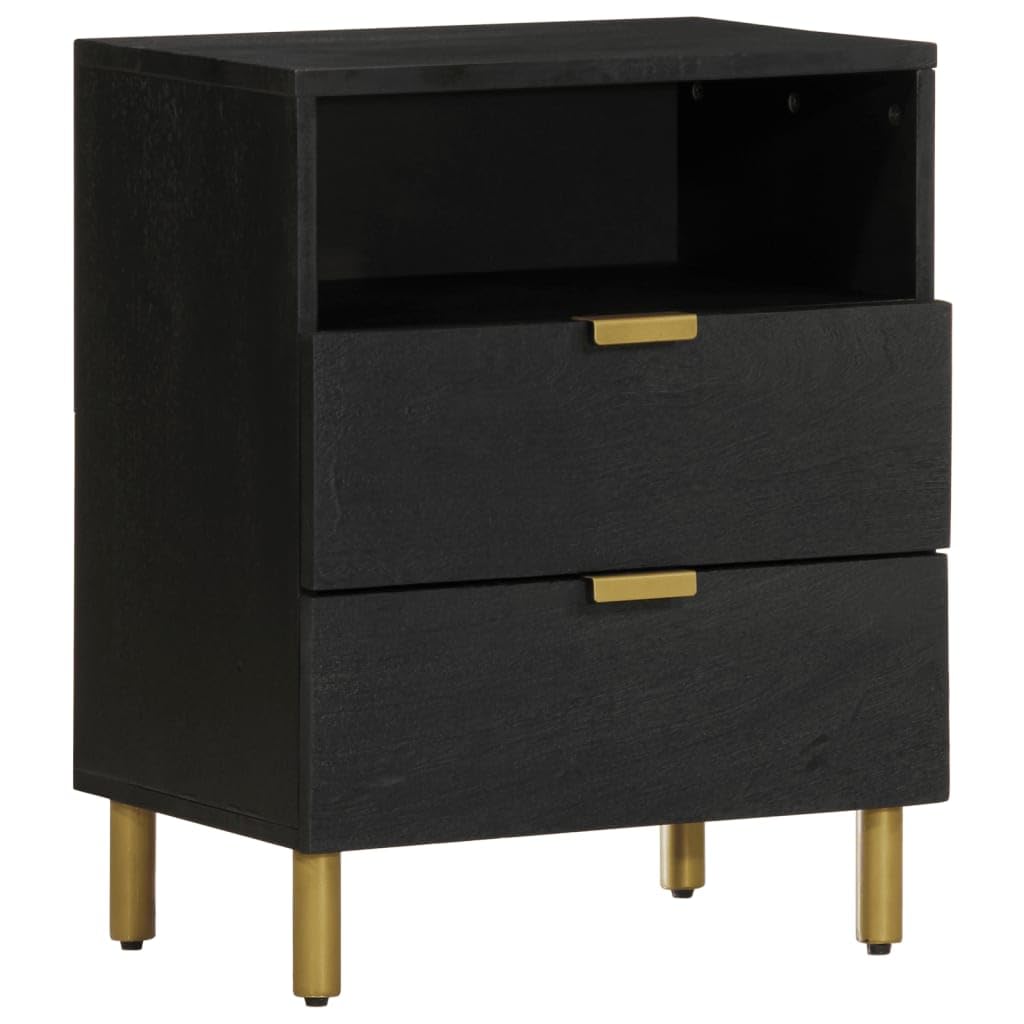 Homgoday Mesita de noche, mesita de noche, mesita de noche, mesa auxiliar, mesa auxiliar para cama, dormitorio, salón, color negro, 50 x 33 x 62 cm, madera