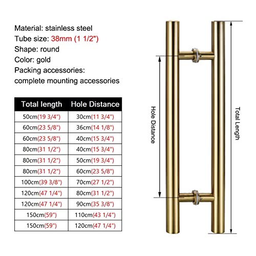 Poignée de porte grange push pull 100cm finition luxe double face