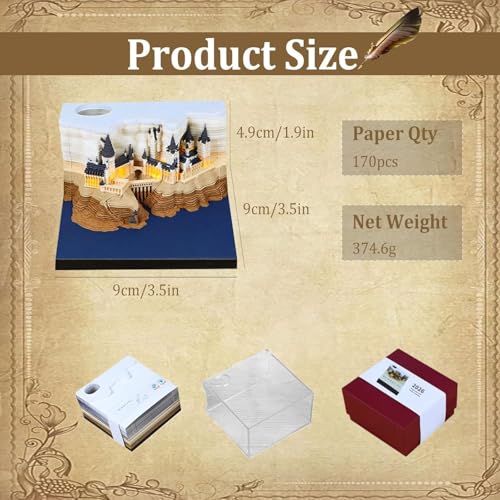 Image of 3D Memo Pads Calendar 2026,Magic Castle 3D DIY Art Creative Time Piece Calendar 2026 Tear Away Carving Sticky DIY Post Craft (Magic Castle 2026)