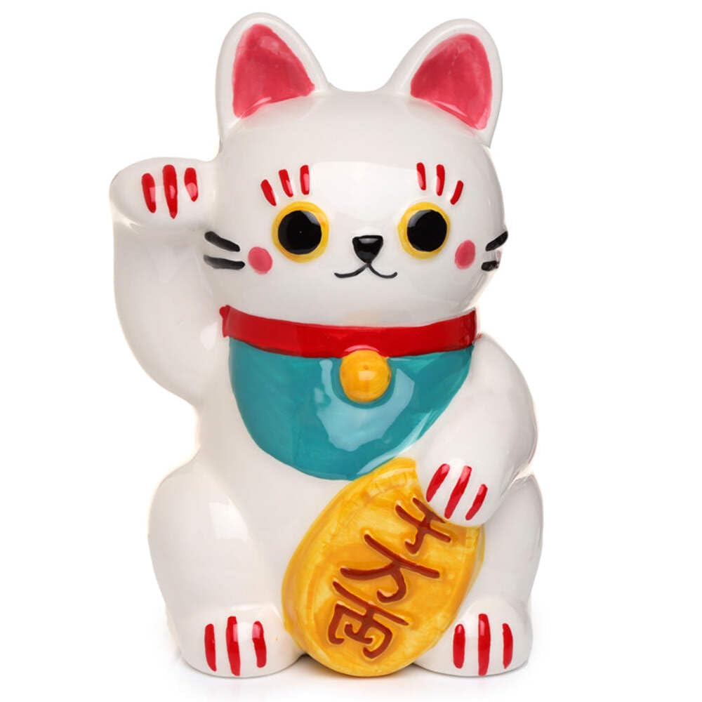 Puckator Maneki Neko Lucky Cat White Ceramic Money Box
