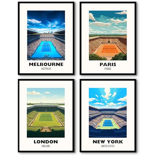 Lwoztra Grand Slam Wall Art Tennis Canvas Poster Sports Wall Decor Tennis Gym Prints Athlete Pictures Fashion Poster Grand Slam Club Artwork Center Painting for Living Room Bedroom 8x10 Inch Unframed