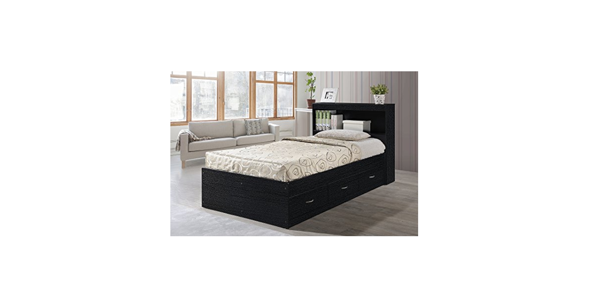Amazon.com: Hodedah Twin-Size Captain Bed with 3-Drawers and