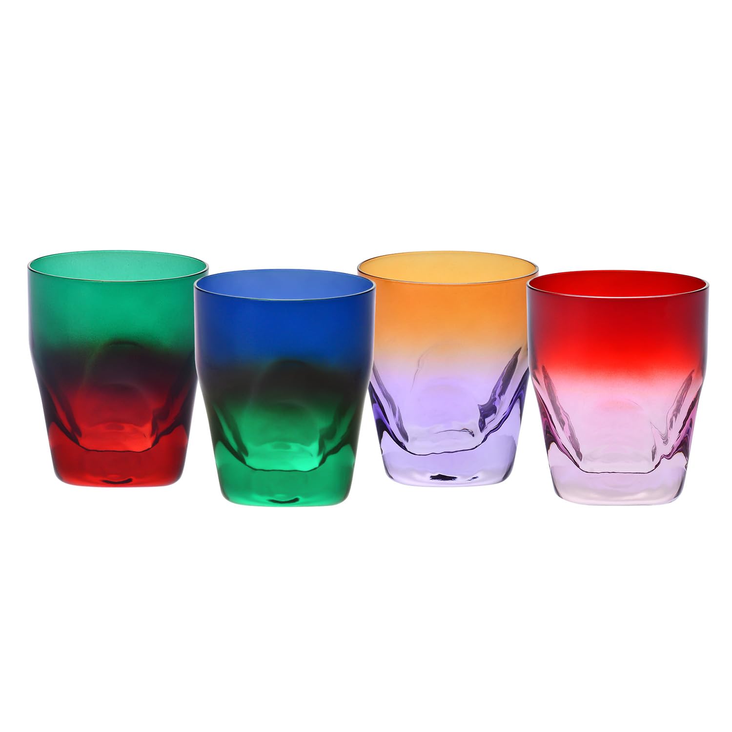 Krosno – Vasos de whisky, Cócteles y Bebidas 260 ml – Set de 4 unidades en 4 colores únicos – Colección Aurora – Cristal sin Plomo – Pintados a Mano