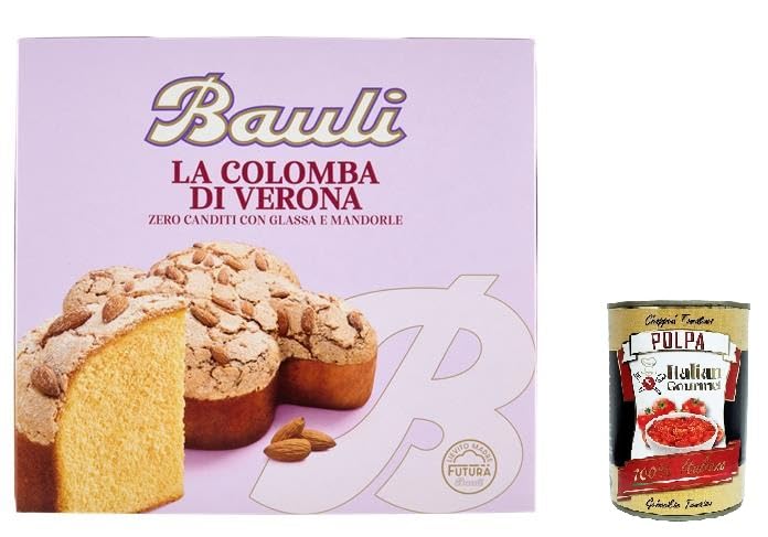 Italian Gourmet Bauli La Colomba di Verona Italienischer Osterkuchen ohne Kandierte Früchte mit Glasur und Mandeln 1 kg+ Italian Gourmet polpa