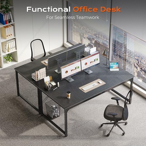Image of PRAISUN 63 X 29.5 Inch Computer Desk with Deeper Desktop, Gaming Office Writing Work Desk for Home Office, Study, Bedroom, Work from Home, Metal Frame, Black