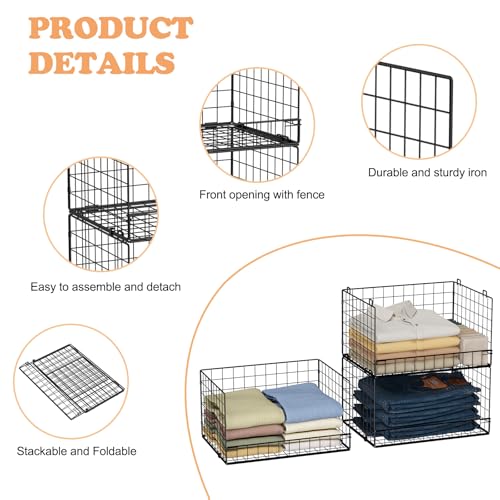 Image of Yociyoga 3-Tier Stackable Closet Organizers and Storage Shelves, Foldable Closet Shelf Organizer, Stackable Storage Bins Drawers for Closet Organizer System, Black(Patent No. 30022416)