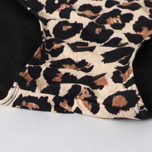 Rxrxcoco Women V Neck One Piece Swimsuits Tummy Control Ruched Swimwear Halter Bathing Suit Leopard X-Large #TOP5