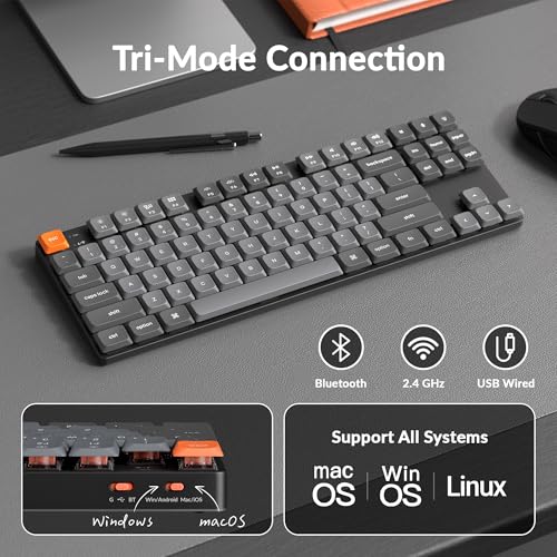 Image of Keychron K1 Max Ultra-Slim Wireless Mechanical Keyboard, 80% TKL Layout Bluetooth /2.4 GHz /Wired Keyboard with Low-Profile Gateron Red Switch, Hot-Swappable, RGB Backlit QMK for Mac Windows Linux