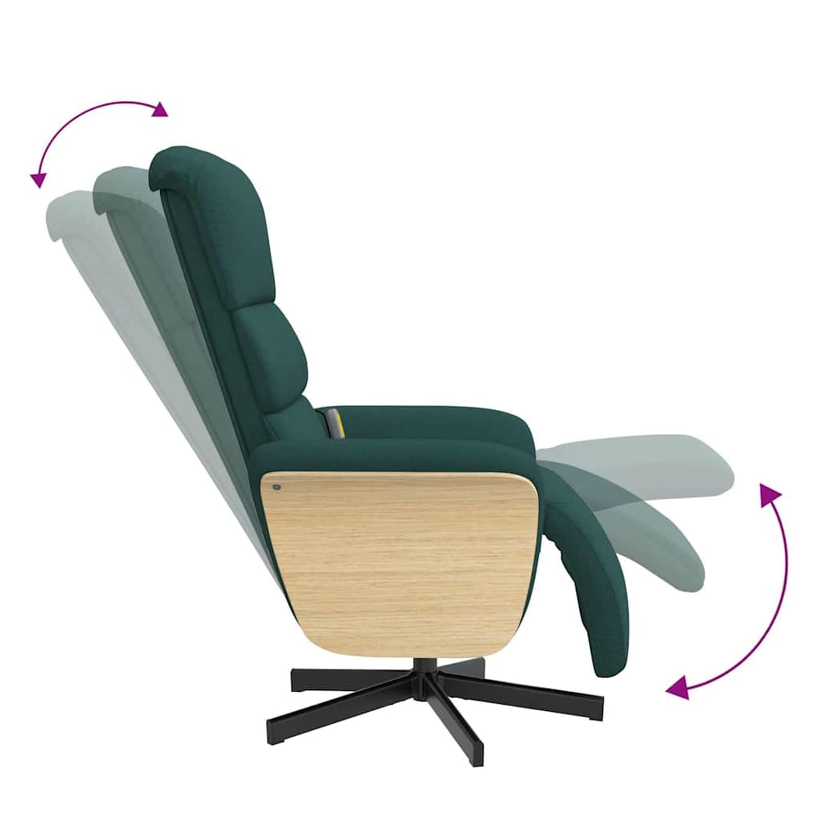 Fotel do masażu z funkcją leżenia i masażem wibracyjnym, 100% tkanina poliestrowa, ciemnozielony, 79,5 x 129,5 x 95,5 cm (pozycja leżąca), ergonomiczny