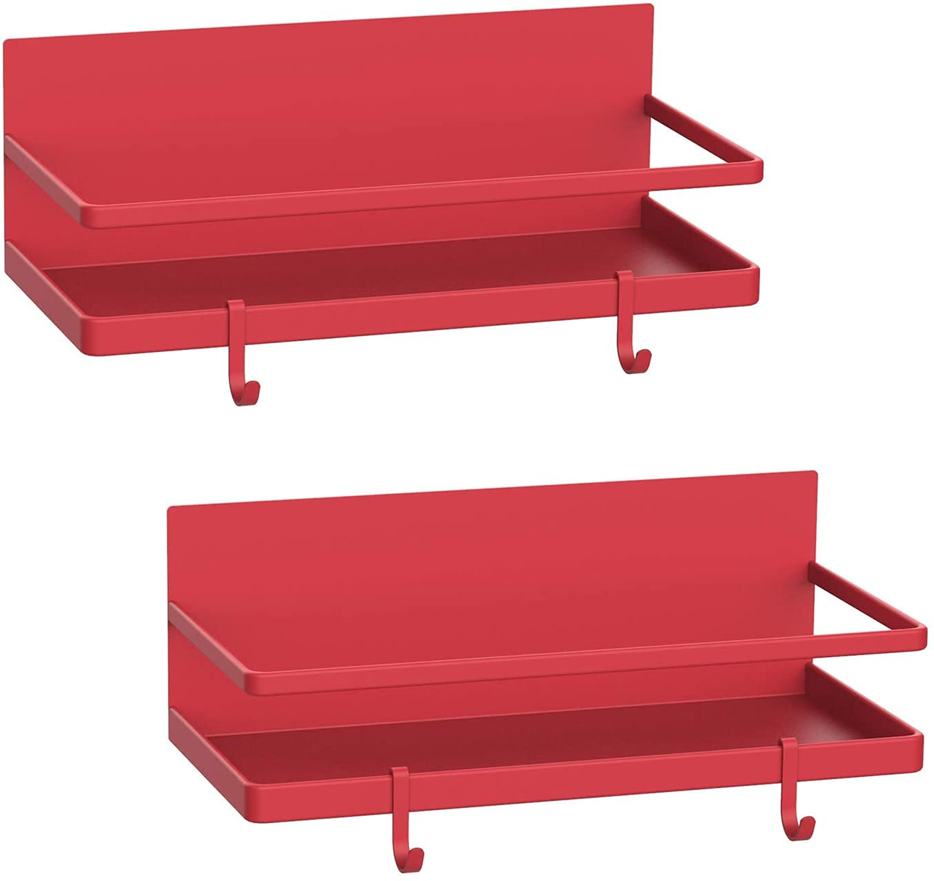 Magnetisches Gewürzregal, Organizer, Kühlschrank, Gewürzregal, Rot, 2 Stück mit Haken