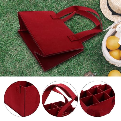 YWKJDDM Wine Bottle Carrier Felt, 6-Compartment Bottle Bag, Portable Wine Tote Carrier, Wine Bottle Holder for Travel Picnic - Image 3