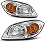 AUTOSAVER88 Headlight Assembly Compatible with 2005-2010 Chevy Cobalt/ 2005-2006 Pursuit/ 2007-2009 Pontiac G5 Chrome Housing Amber Reflector Clear Lens