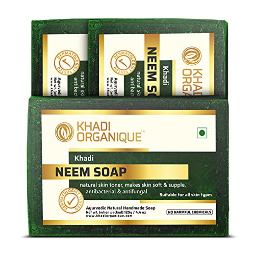 Image of Khadi organique handmade pure neem soap pack of 3 100% herbal natural soap