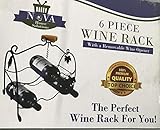 6 Bottle Metal Wine Rack storage with Bonus Bottle Opener Corkscrew – Stylish Grapevine Design Perfect for Floor, Cabinet, Bar Cart, Countertop – Great gift idea Includes 2 free eBooks