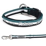 Stufenlos verstellbar Eskadron Hundehalsband und Leine Petrol-White-Black (431818744), Größe:XL