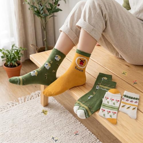Image of Cotton Men's and Women's Printed Funky Socks - Unisex Ankle-Length, Odour Free, Breathable (Multicolor, Combo Pack of 5)