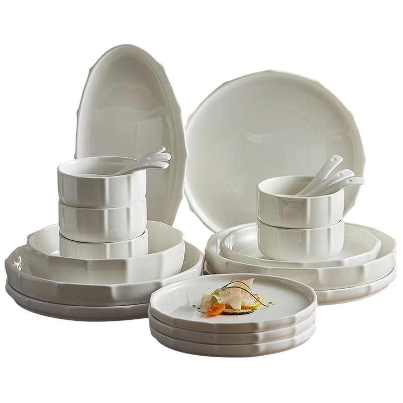 Amazon.com | 碗碟套装家用简约现代感陶瓷乔迁餐具套装盘子碗2023新款