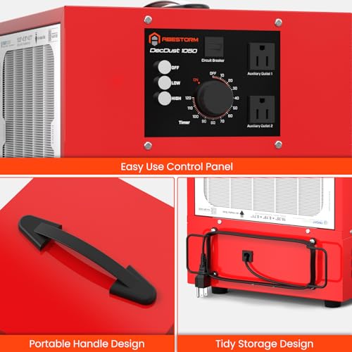 Abestorm Tabletop Dust Collector for Woodworking, Portable Double-sided Intake Air Filtration Systems, Movable Air Filter with Timer Function, Ideal for Garage Works Shop and Room Renovations