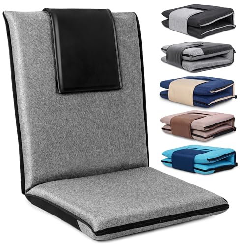 Image of FASTMOMENT Floor Chair with Water Repellent Fabric 14-Position Adjustable Floor Chair with Back Support Portable Floor Seat for Adults Foldable Meditation Seat with Washable Cover (Dark Grey)