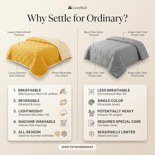 Image of HOMEKART Colour Pop Microfiber Comforter 80x90 Inch | Double Bed Reversible AC Comforter | Soft Quilted Lightweight Blanket | 150 GSM Cozy All Season Comforter (Sunflower Yellow)
