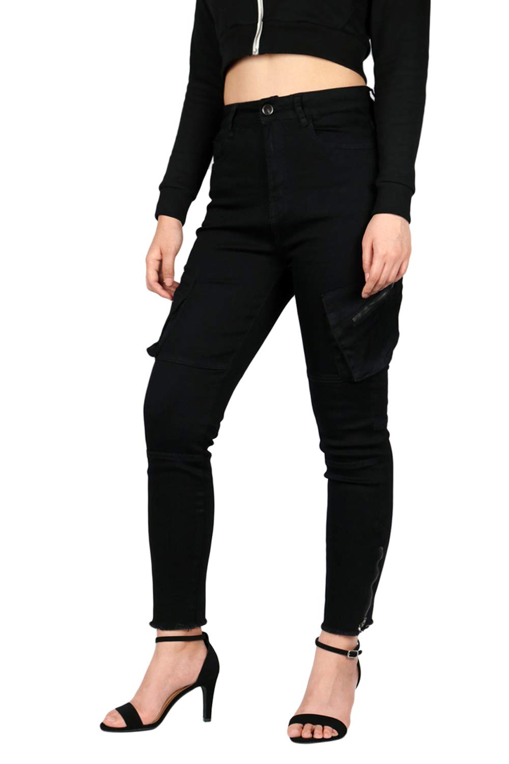 Mersenne Womens High Waist Skinny Cargo Pants