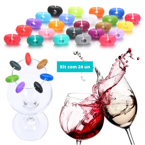 Marcador De Taça Para Vinhos Copos Taças 24 Peças em silicone